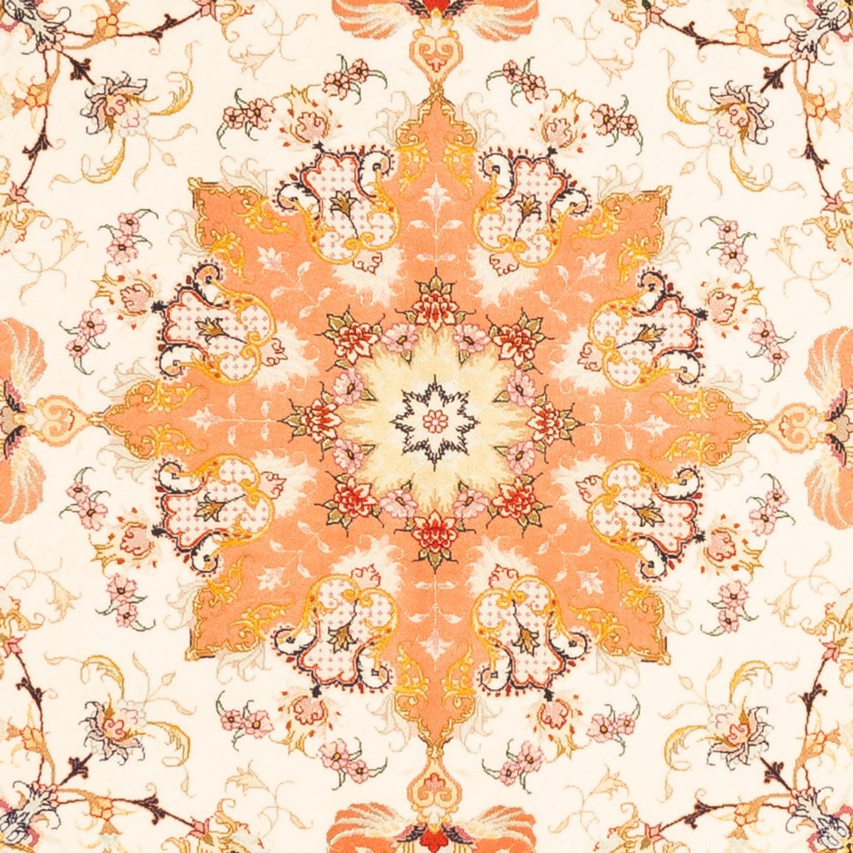 Dywan perski - Tabriz - Królewski kwadratowy  - 205 x 203 cm - kremowy