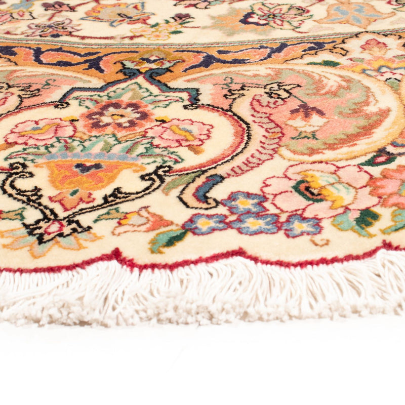 Dywan perski - Tabriz - Królewski okrągły  - 200 x 200 cm - kremowy