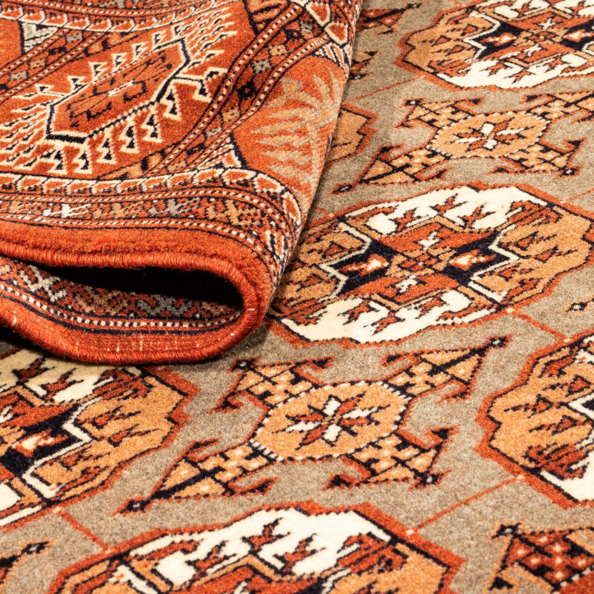 Dywan turkmeński - 305 x 205 cm - ciemny beż