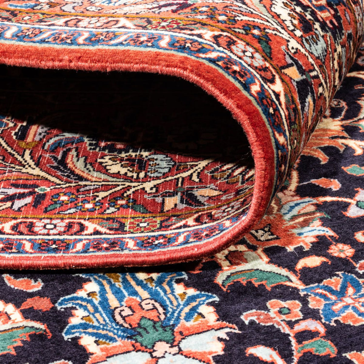 Dywan perski - Bijar kwadratowy  - 250 x 248 cm - ciemnoniebieski