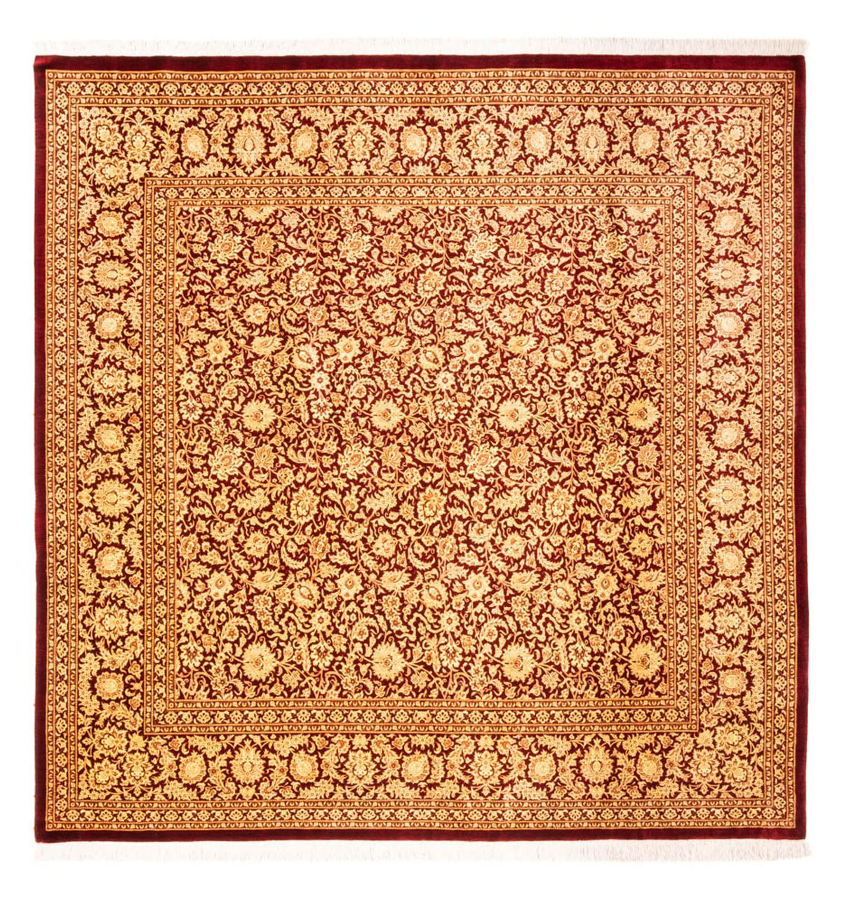 Jedwabny dywan - Ghom Silk - Premium kwadratowy  - 200 x 200 cm - złoto