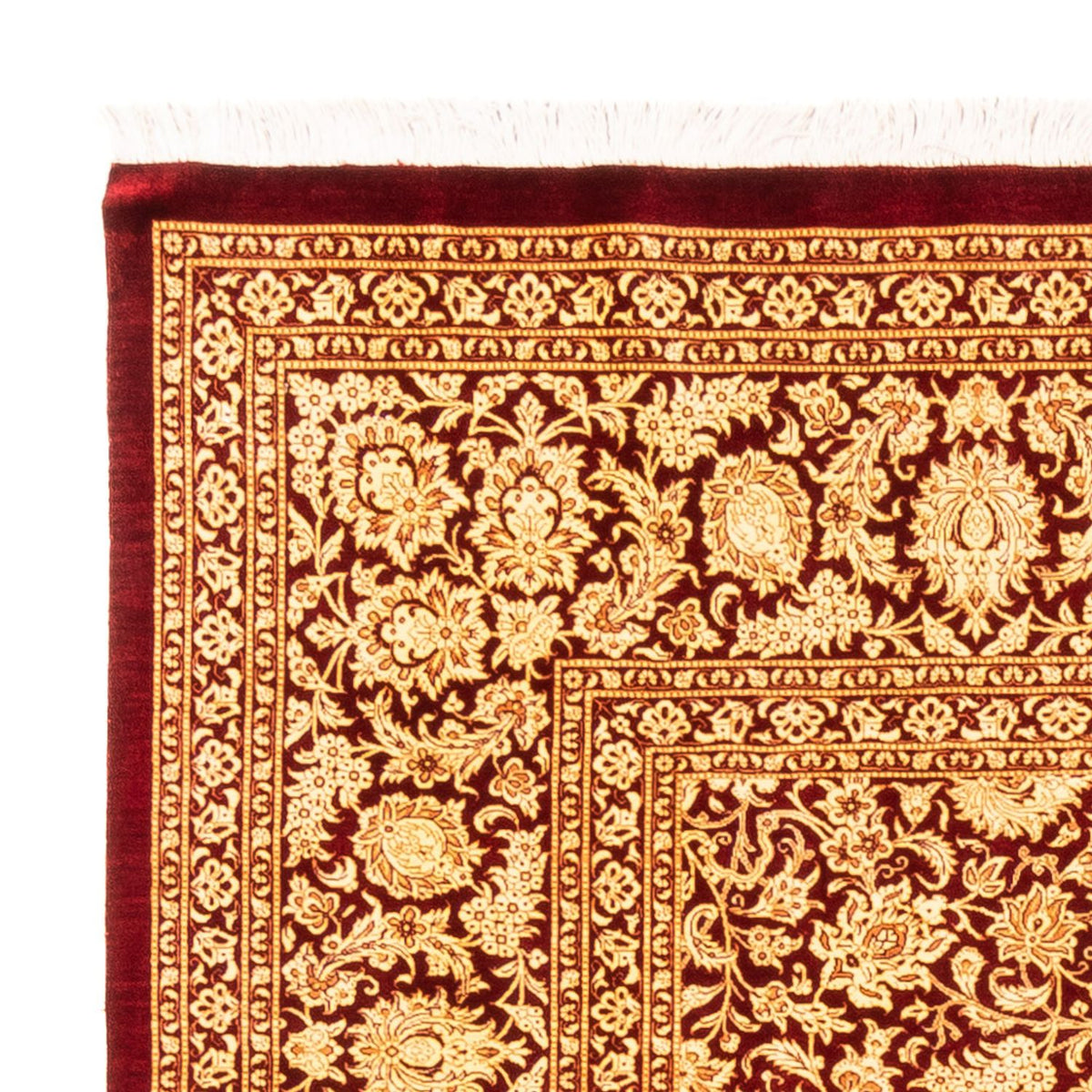 Jedwabny dywan - Ghom Silk - Premium kwadratowy  - 200 x 200 cm - złoto