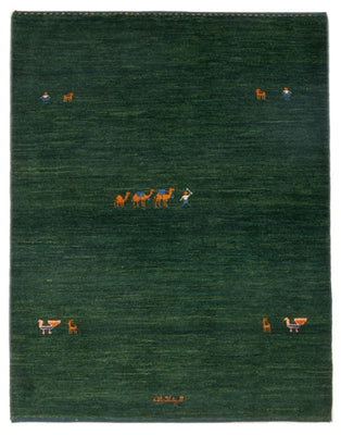 Dywan Gabbeh - perski - 151 x 104 cm - ciemna zieleń