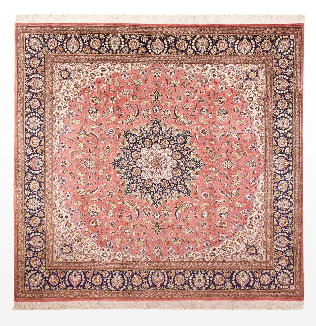 Jedwabny dywan - Ghom Silk - Premium kwadratowy  - 247 x 247 cm - jasna czerwień