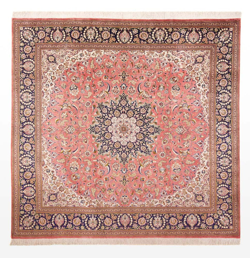 Jedwabny dywan - Ghom Silk - Premium kwadratowy  - 247 x 247 cm - jasna czerwień