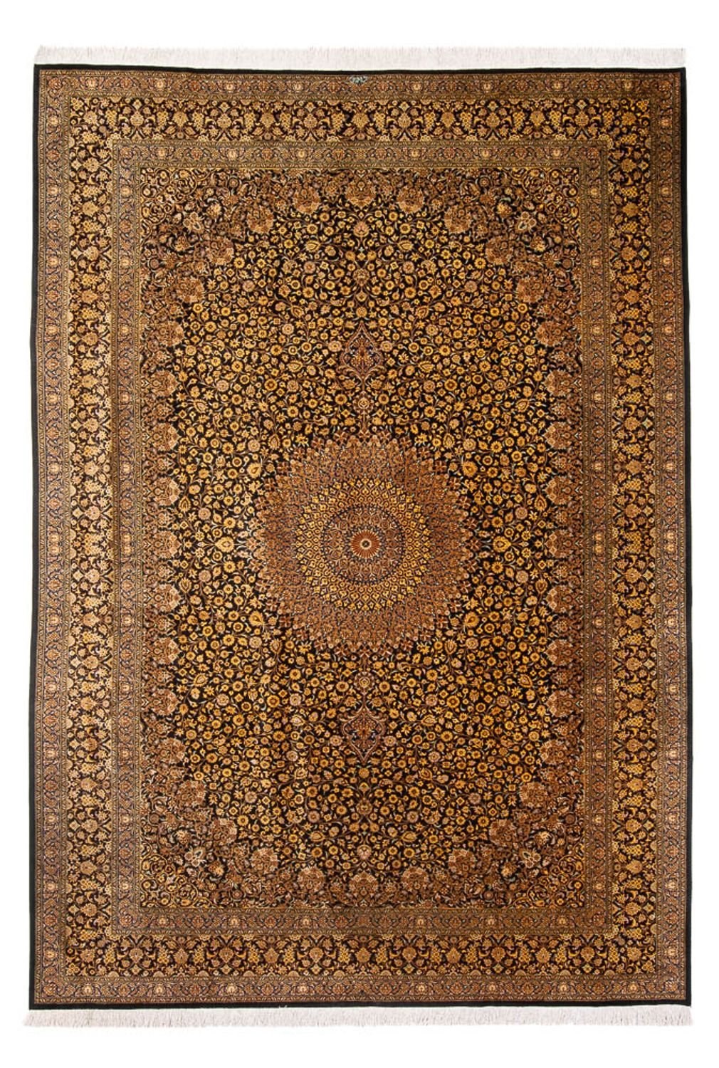 Jedwabny dywan - Ghom Silk - Premium - 353 x 242 cm - czarny