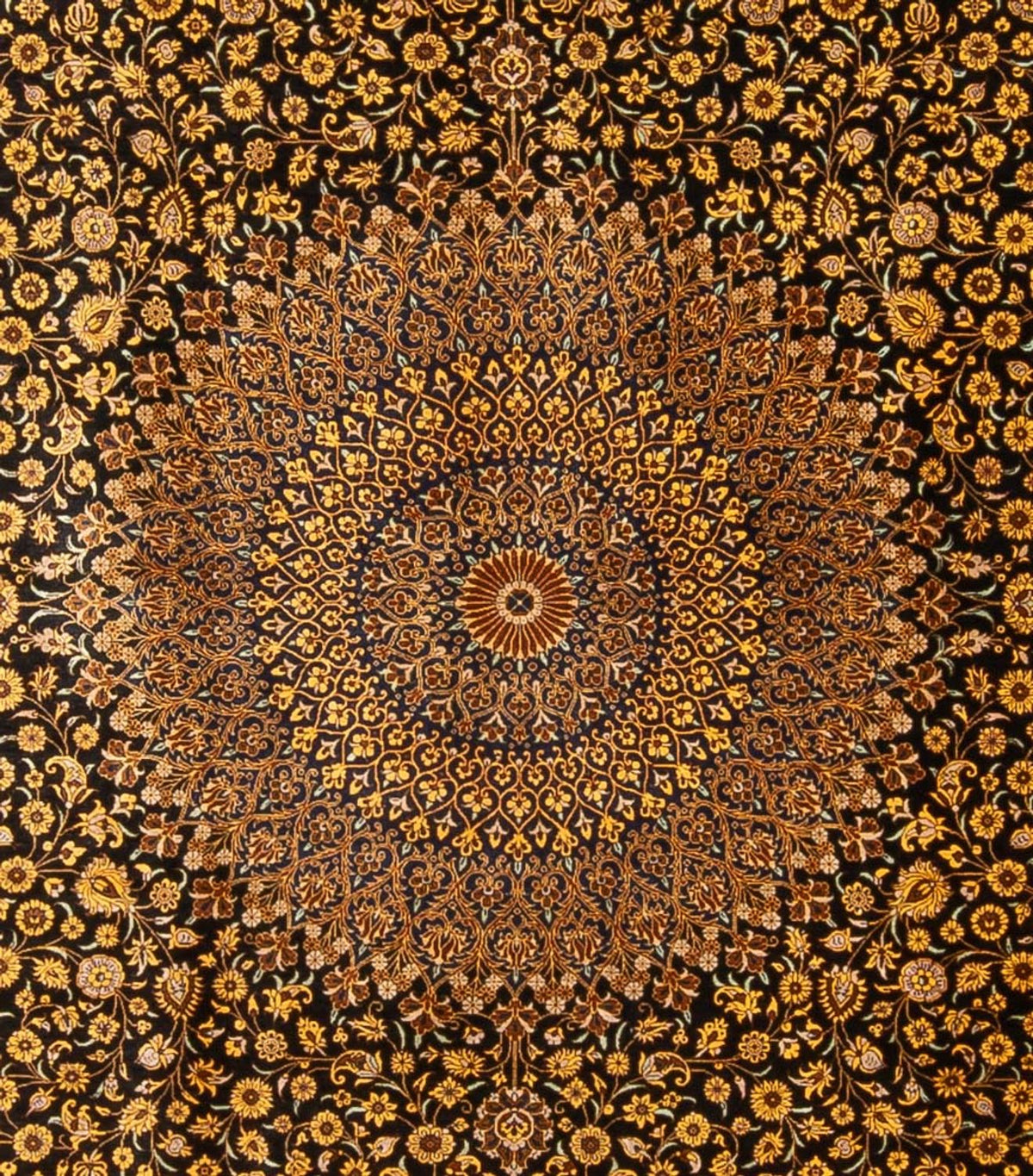 Jedwabny dywan - Ghom Silk - Premium - 353 x 242 cm - czarny