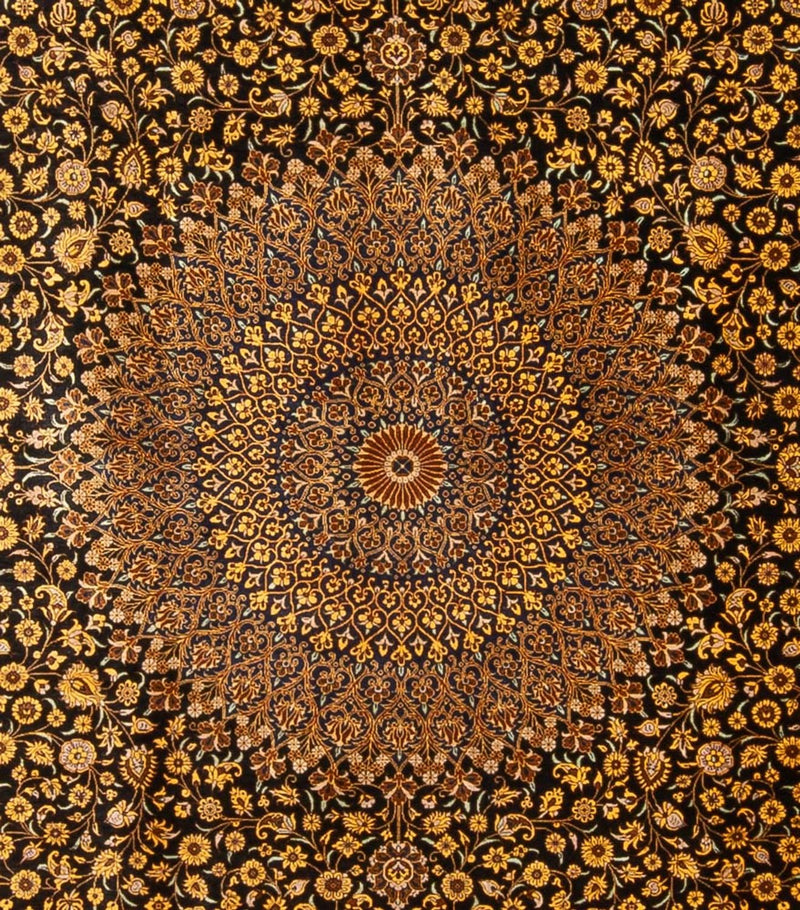 Jedwabny dywan - Ghom Silk - Premium - 353 x 242 cm - czarny