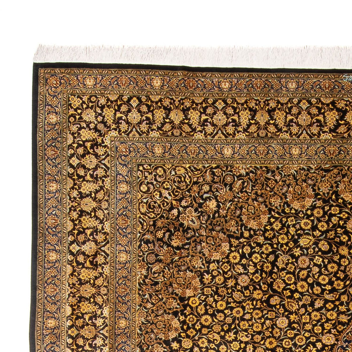 Jedwabny dywan - Ghom Silk - Premium - 353 x 242 cm - czarny