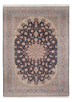 Dywan perski - Isfahan - Premium - 355 x 248 cm - ciemnoniebieski