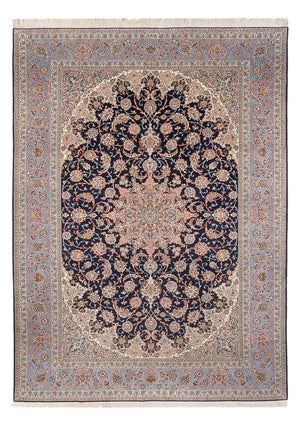Dywan perski - Isfahan - Premium - 355 x 248 cm - ciemnoniebieski