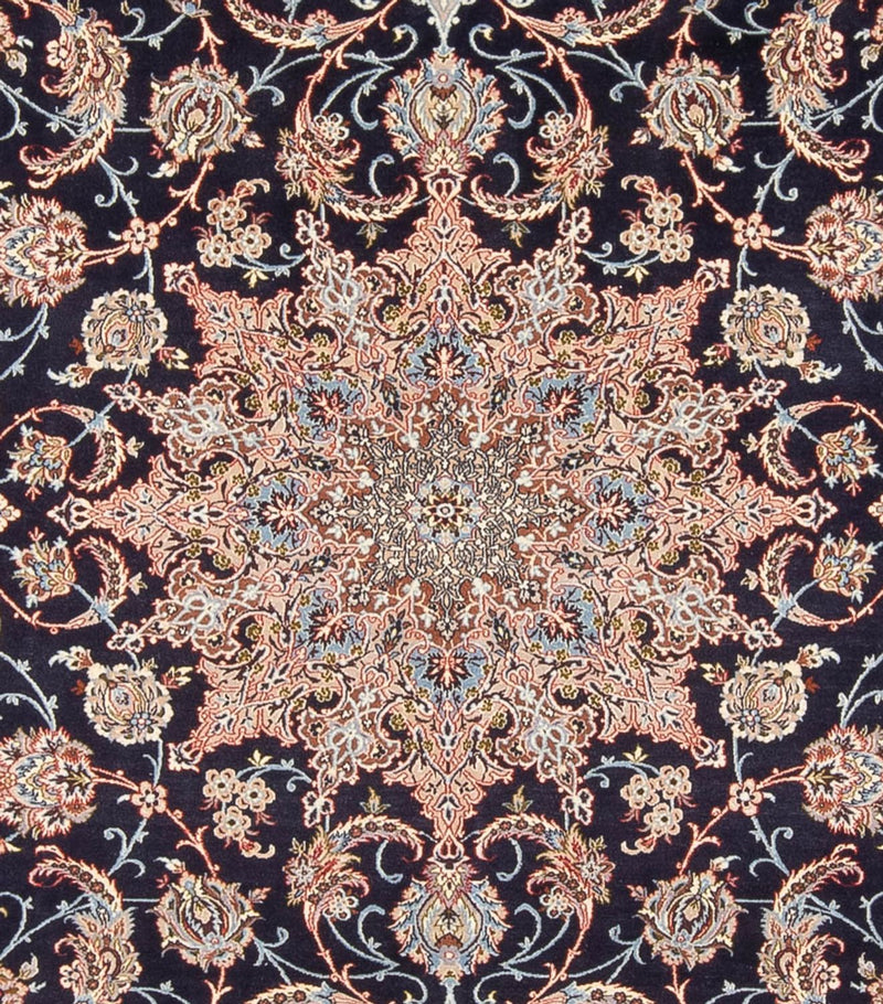 Dywan perski - Isfahan - Premium - 355 x 248 cm - ciemnoniebieski