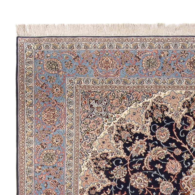 Dywan perski - Isfahan - Premium - 355 x 248 cm - ciemnoniebieski