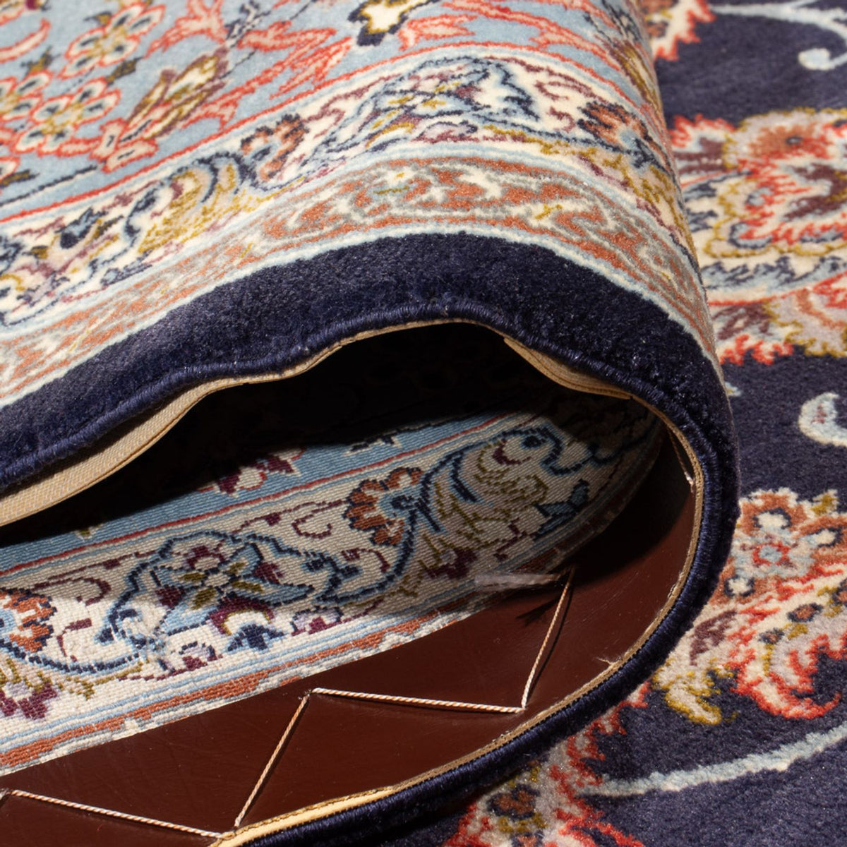 Dywan perski - Isfahan - Premium - 355 x 248 cm - ciemnoniebieski