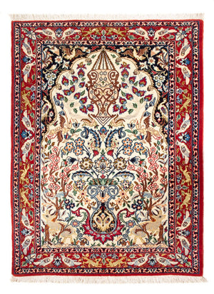 Dywan perski - Isfahan - Premium - 100 x 75 cm - kremowy