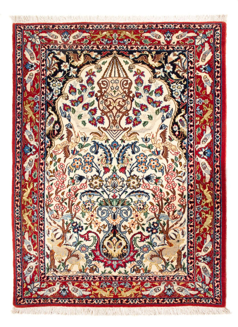 Dywan perski - Isfahan - Premium - 100 x 75 cm - kremowy