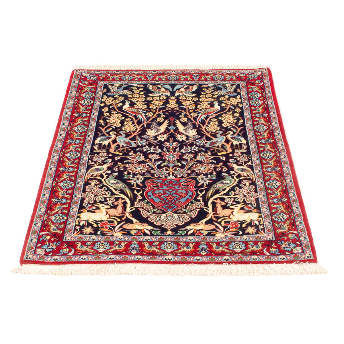 Dywan perski - Isfahan - Premium - 106 x 72 cm - ciemnoniebieski