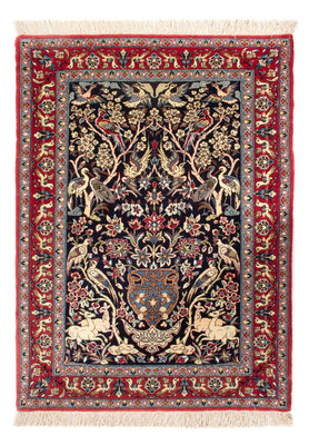 Dywan perski - Isfahan - Premium - 98 x 70 cm - ciemnoniebieski
