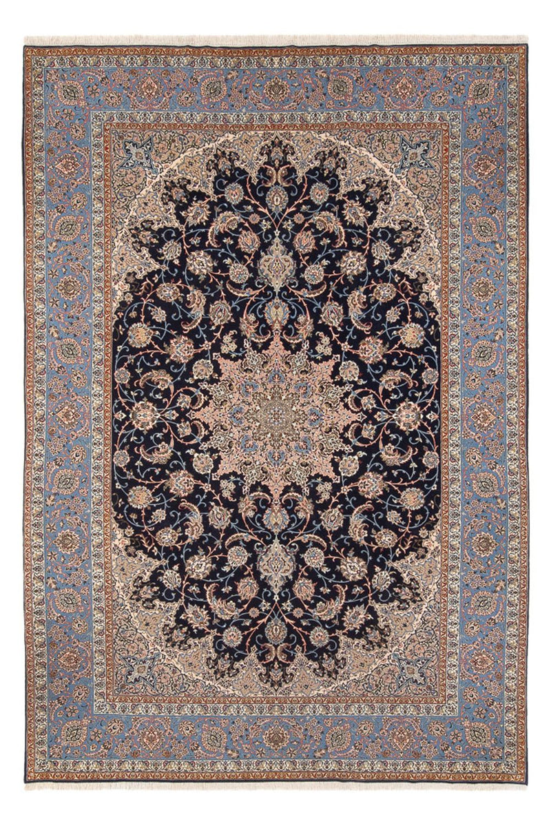Dywan perski - Isfahan - Premium - 355 x 255 cm - ciemnoniebieski