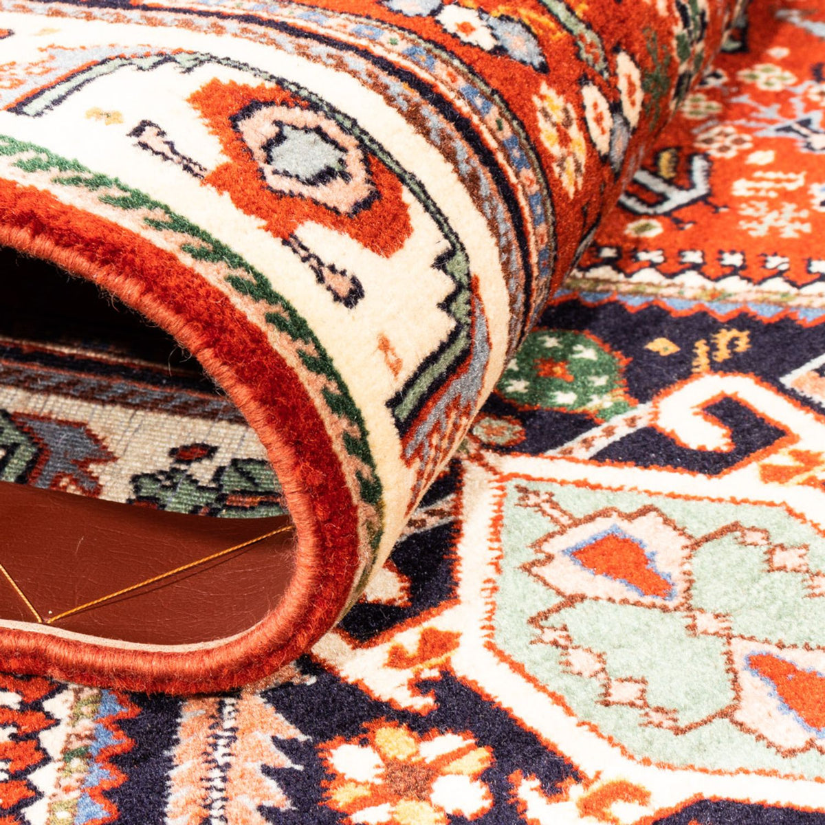 Biegacz Dywan Gabbeh - Kashkuli perski - 191 x 73 cm - pomarańczowy