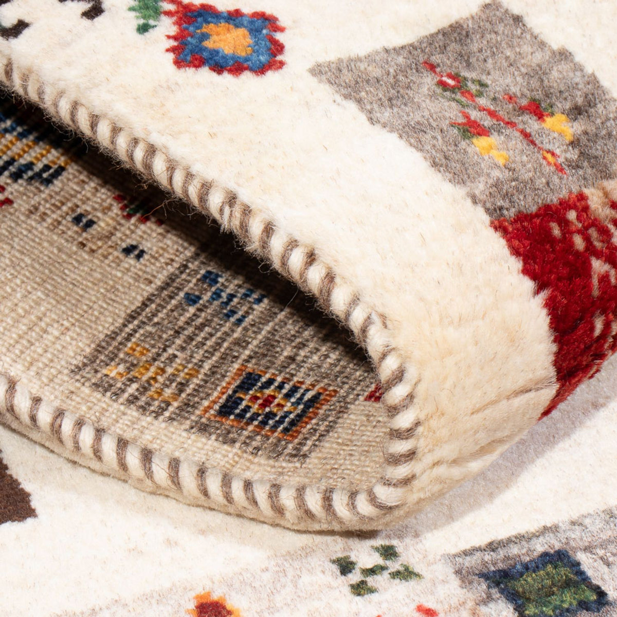 Dywan Gabbeh - Loribaft Perski - 126 x 88 cm - wielokolorowy