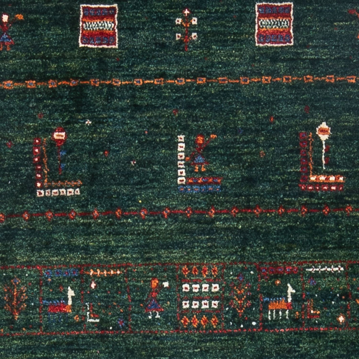 Dywan Gabbeh - Loribaft Perski - 136 x 85 cm - ciemna zieleń