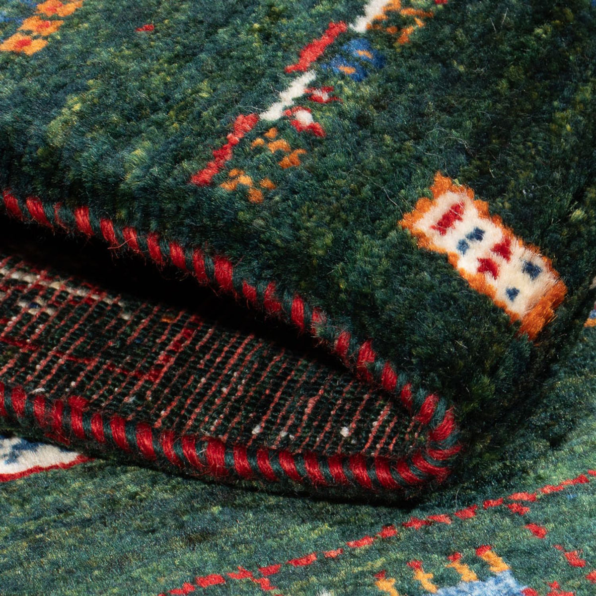 Dywan Gabbeh - Loribaft Perski - 136 x 85 cm - ciemna zieleń