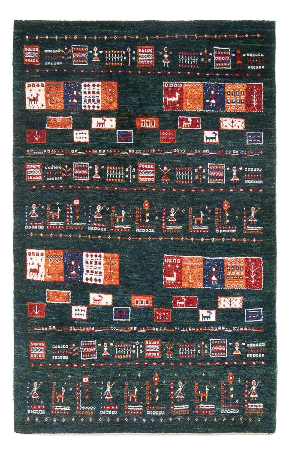 Dywan Gabbeh - Loribaft Perski - 135 x 85 cm - ciemna zieleń