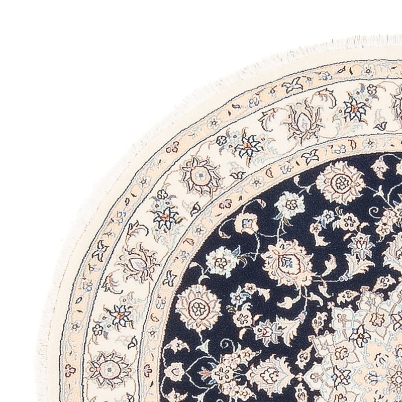 Dywan perski - Nain - Premium okrągły  - 111 x 105 cm - ciemnoniebieski