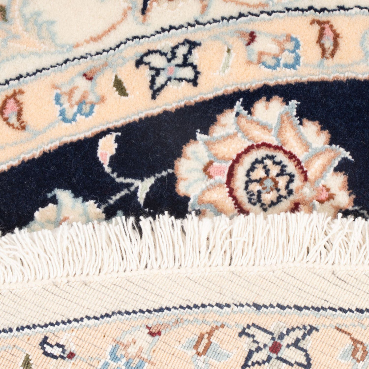 Dywan perski - Nain - Premium okrągły  - 111 x 105 cm - ciemnoniebieski