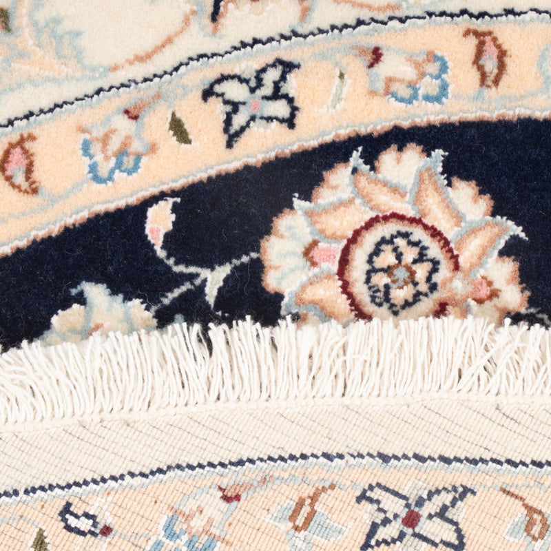 Dywan perski - Nain - Premium okrągły  - 111 x 105 cm - ciemnoniebieski