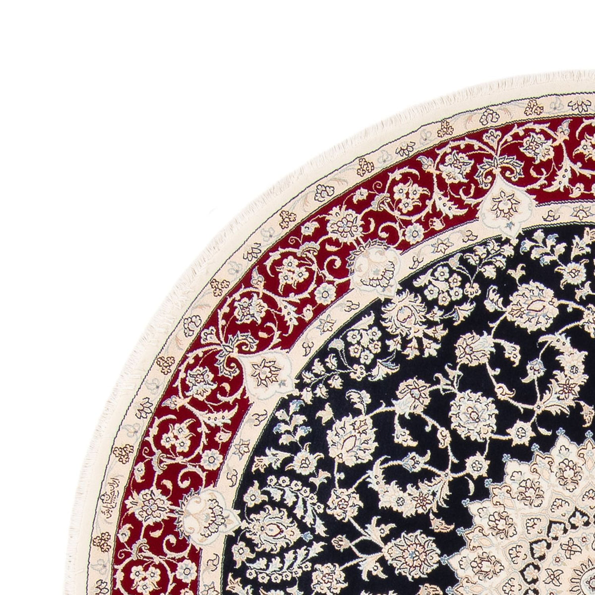 Dywan perski - Nain okrągły  - 206 x 195 cm - ciemnoniebieski