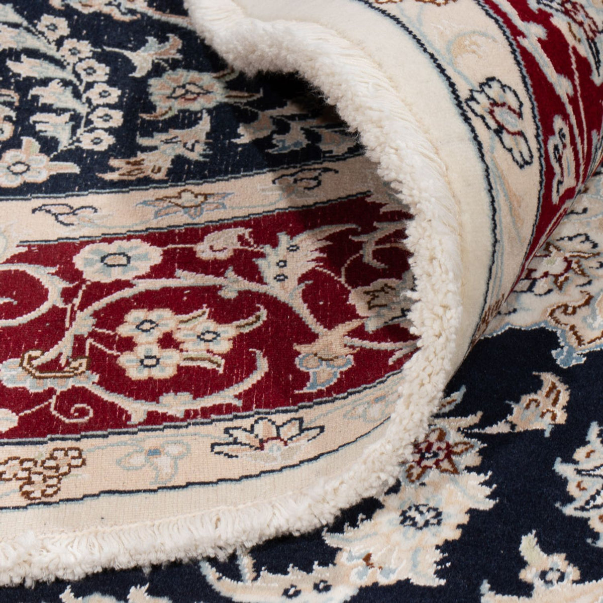 Dywan perski - Nain okrągły  - 206 x 195 cm - ciemnoniebieski