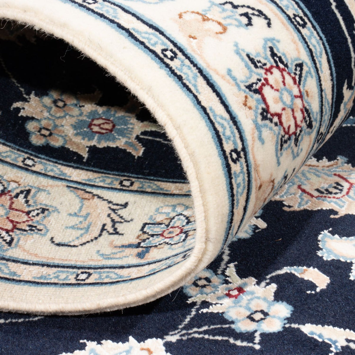 Biegacz Dywan perski - Nain - Królewski - 194 x 82 cm - ciemnoniebieski