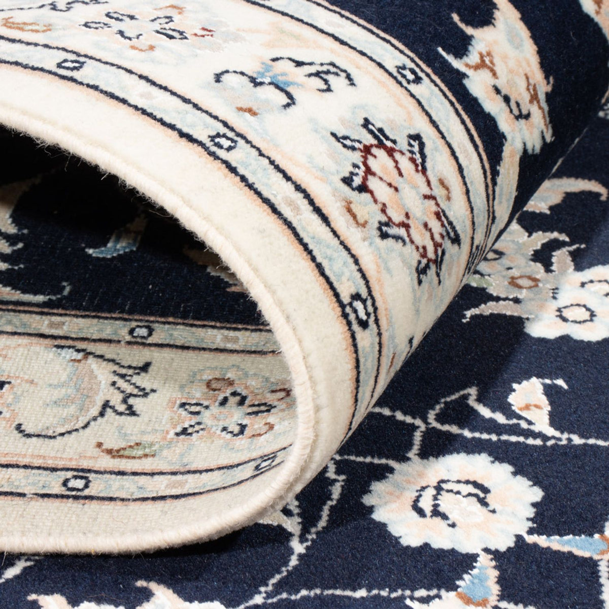 Biegacz Dywan perski - Nain - Królewski - 194 x 80 cm - ciemnoniebieski