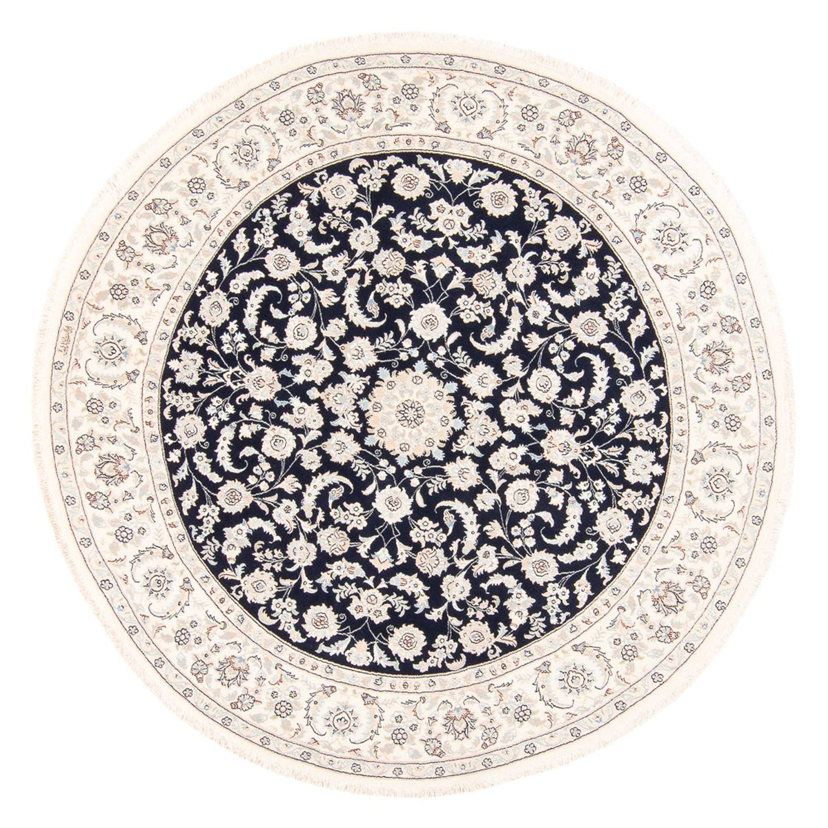 Dywan perski - Nain okrągły  - 202 x 202 cm - ciemnoniebieski
