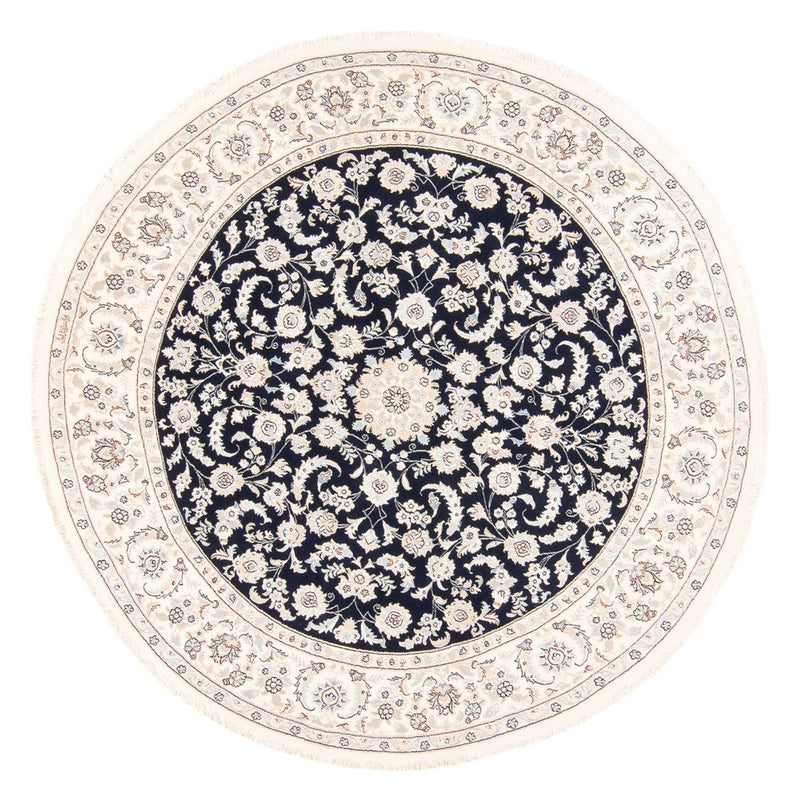 Dywan perski - Nain okrągły  - 202 x 202 cm - ciemnoniebieski