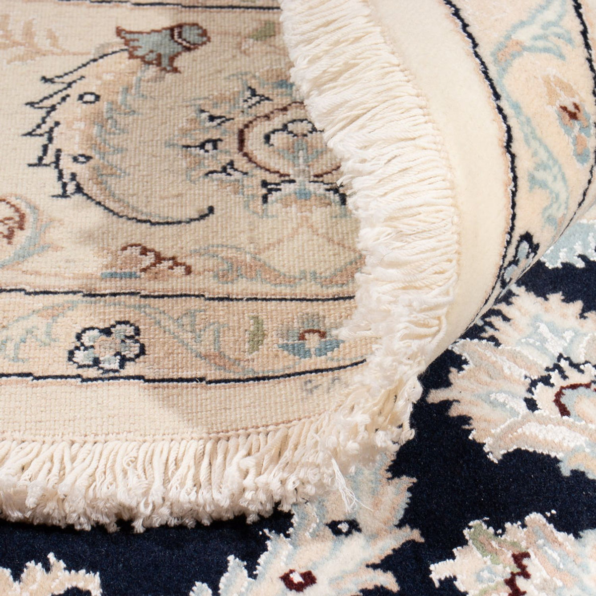 Dywan perski - Nain okrągły  - 202 x 202 cm - ciemnoniebieski