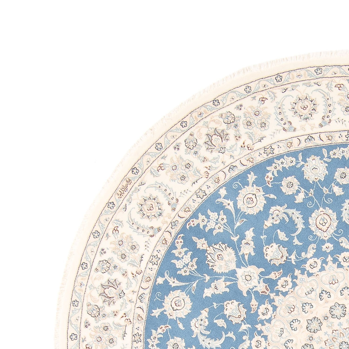 Dywan perski - Nain okrągły  - 202 x 197 cm - jasnoniebieski