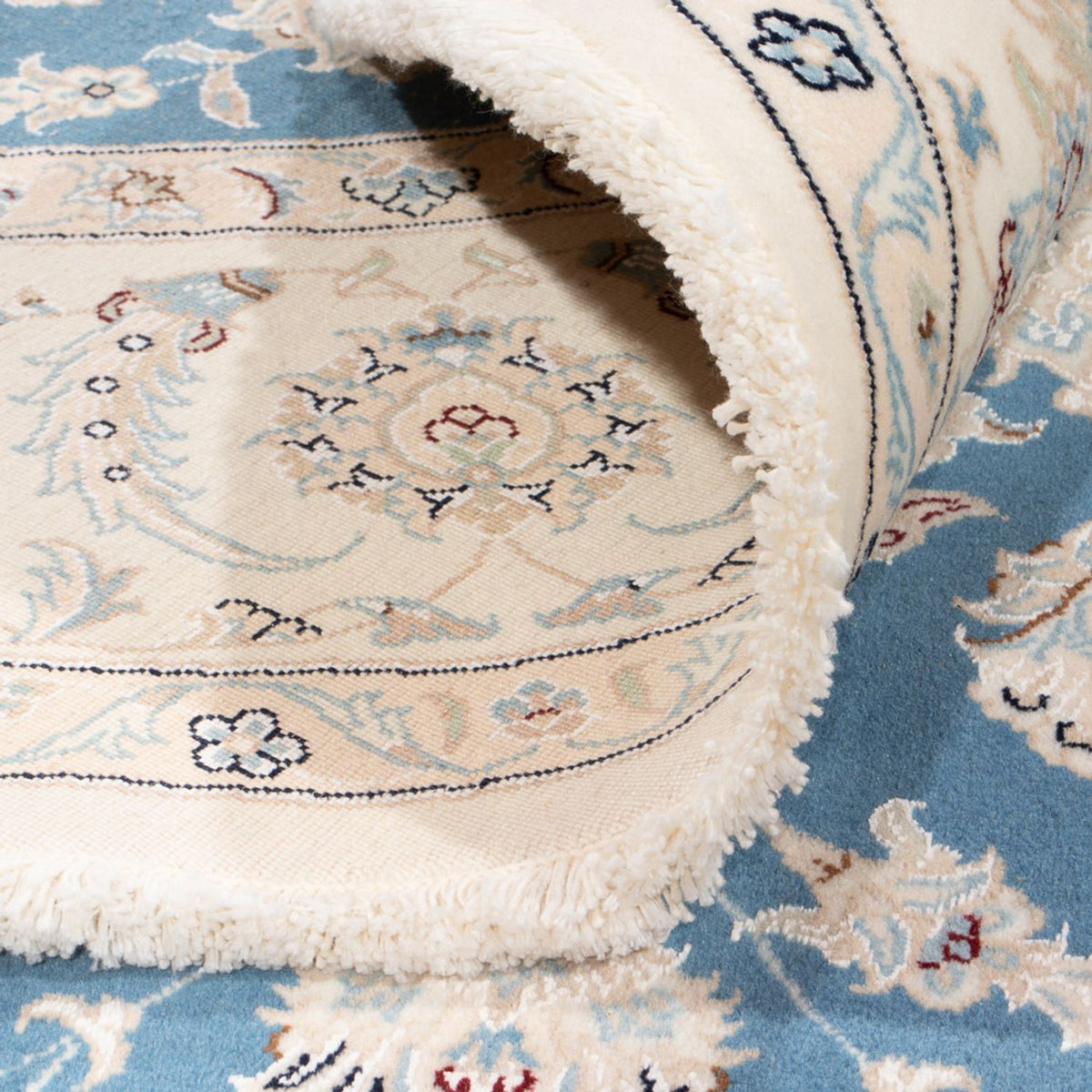 Dywan perski - Nain okrągły  - 202 x 197 cm - jasnoniebieski