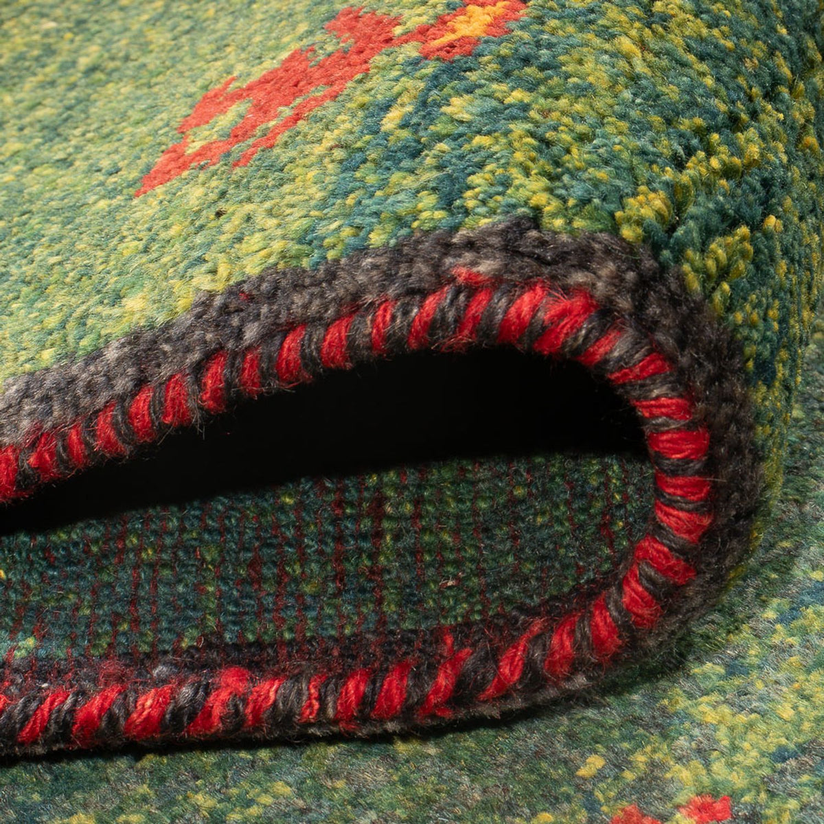 Biegacz Dywan Gabbeh - perski - 270 x 75 cm - ciemna zieleń