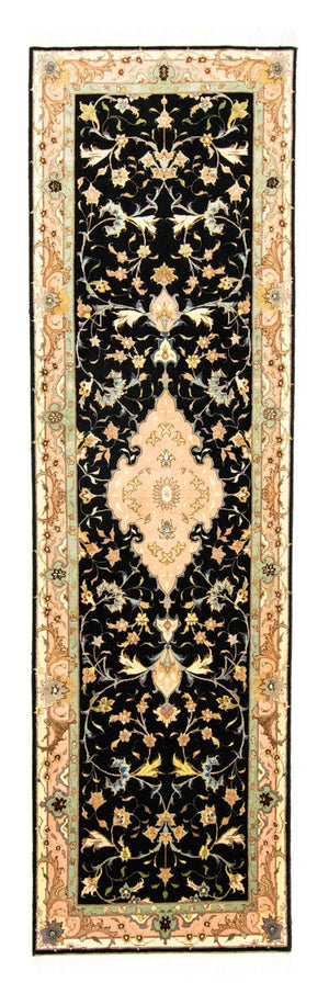 Biegacz Dywan perski - Tabriz - Królewski - 294 x 85 cm - czarny