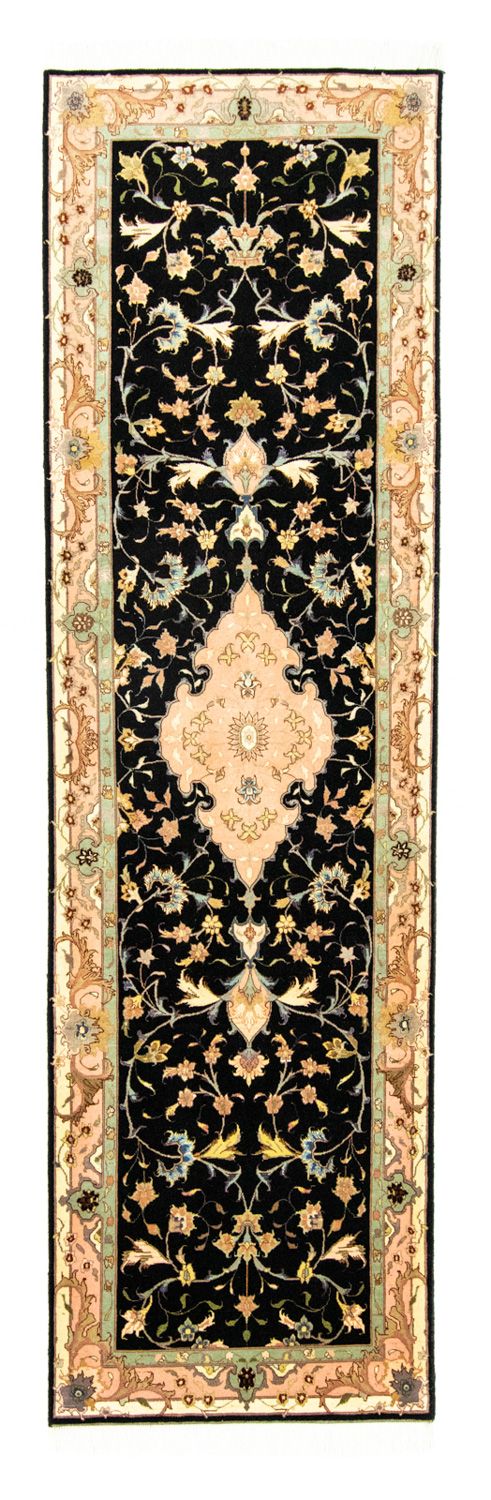 Biegacz Dywan perski - Tabriz - Królewski - 294 x 85 cm - czarny