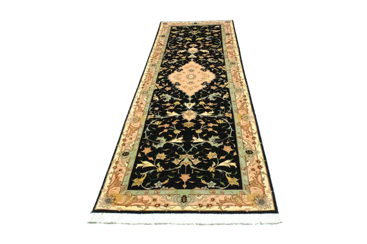 Biegacz Dywan perski - Tabriz - Królewski - 294 x 85 cm - czarny