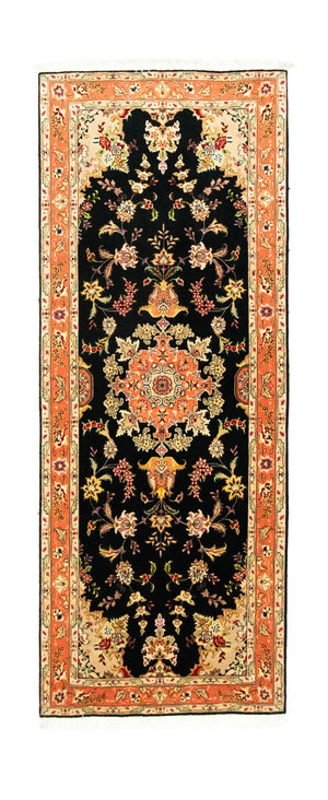 Biegacz Dywan perski - Tabriz - Królewski - 215 x 83 cm - czarny