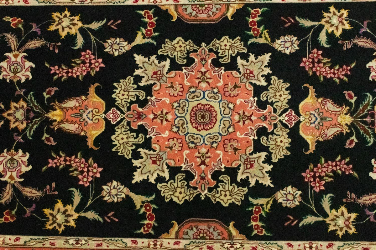 Biegacz Dywan perski - Tabriz - Królewski - 215 x 83 cm - czarny