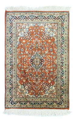Jedwabny dywan - Kashmir Silk - 94 x 63 cm - rdza