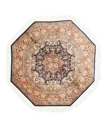 Jedwabny dywan - Kashmir Silk kształt specjalny  - 127 x 125 cm - niebieski