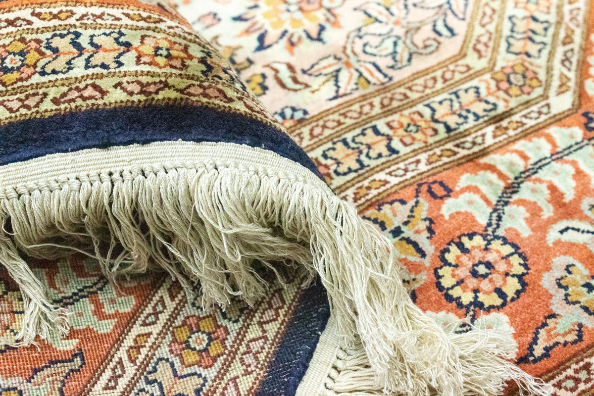 Jedwabny dywan - Kashmir Silk kształt specjalny  - 127 x 125 cm - niebieski