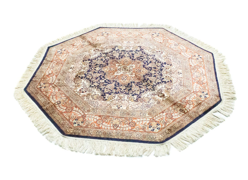 Jedwabny dywan - Kashmir Silk kształt specjalny  - 127 x 125 cm - niebieski